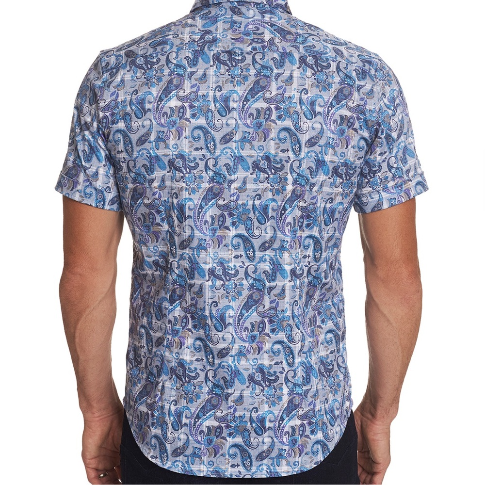 ROBERT GRAHAM ‘SHAW’ PLAID PAISLEY SHORT SLEEVE TAILORED FIT SHIRT - Picture 2 of 12